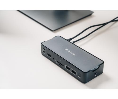 Verbatim 32171 CDS-15 USB-C Pro Docking Station 15 Ports, Grey/Black