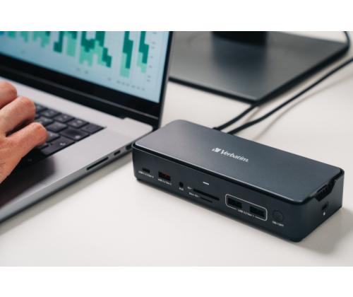 Verbatim 32174 CDS-15SSD USB-C Pro Docking Station 15 Ports, 256GB SSD, Grey/Black