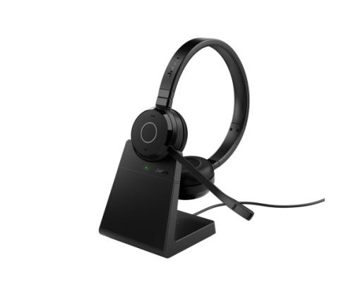 Jabra Evolve 65 TE MS Stereo Link390a Wireless Headset, Bluetooth, USB-A, Charging Stand, Black