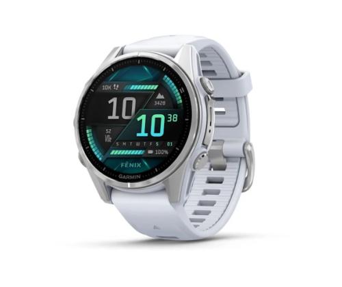 Garmin Fenix 8 Smart Watch 43 mm AMOLED Silver with Whitestone silicone band