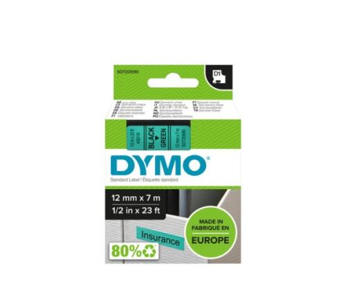 Dymo 45019 (S0720590) Label Tape 12mm x 7m, Black on Green