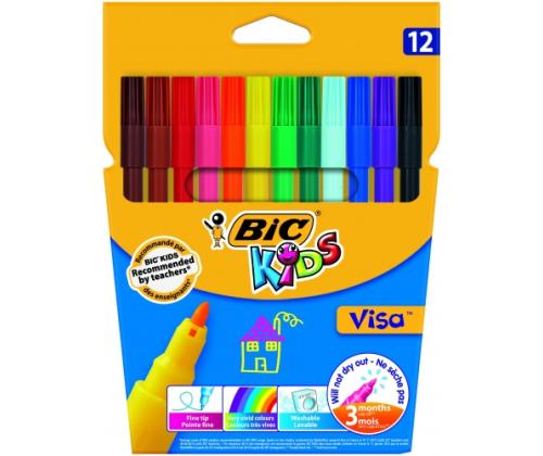 BIC Felt tip pens KIDS VISA, 12 colours 002758