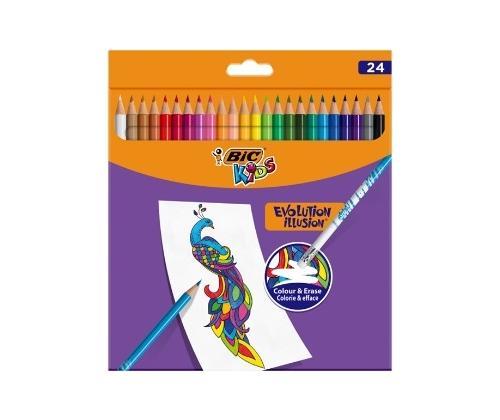 BIC Kids Evolution Illusion erasable pencil crayons 24 colours