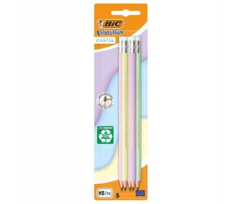 BIC pencils Evolution Pastel  with HB, Set 5 pcs.