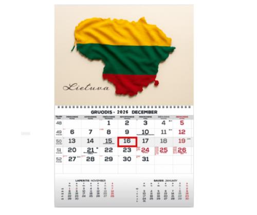 Wall Mounted Calendar Mono 30x43cm.