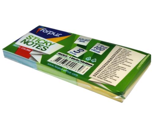 Sticky Notes Forpus, 40x50mm, 3 pastel colours (3x100)