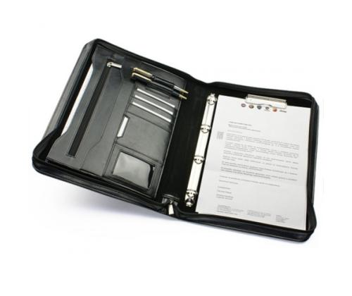Aplankas dokumentams A4 su prispaudėju ir 4 žiedais, juodas, 355x260x50mm