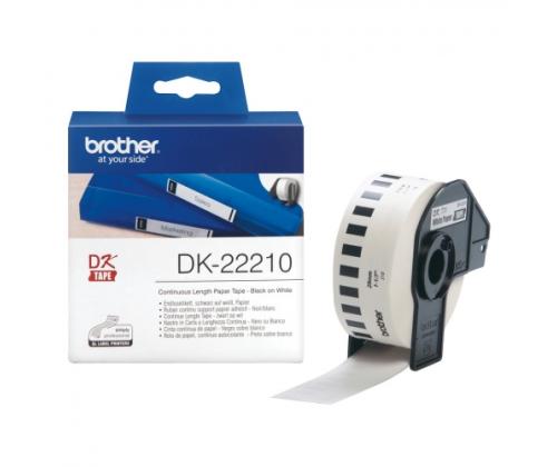 Brother DK-22210 Continuous Length Paper Tape Black On White 29 mm x30.48m