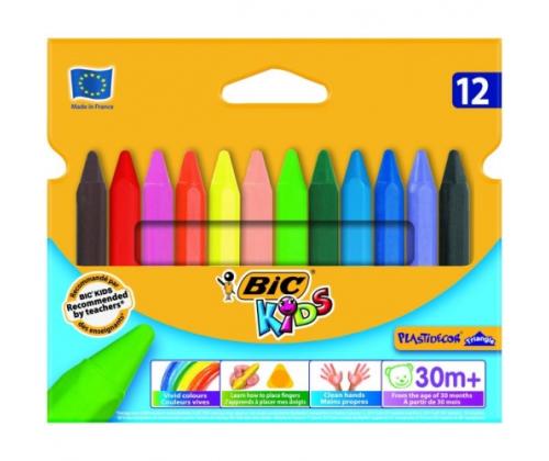 BIC Wax Crayons Plastidecor Triangle 12 colours 000789
