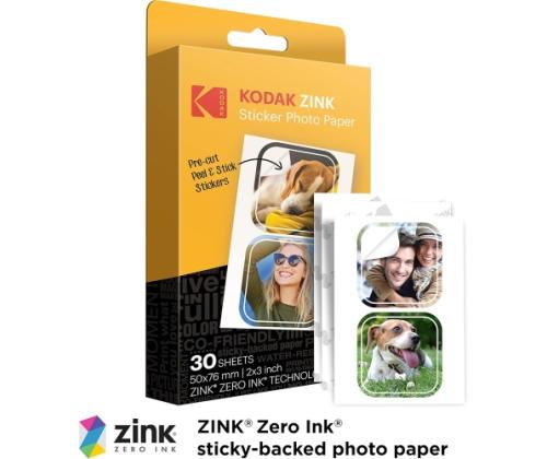 Kodak ZINK 2x3'' 50x76 mm 30 Sheets Pre-Cut Sticker Photo Paper