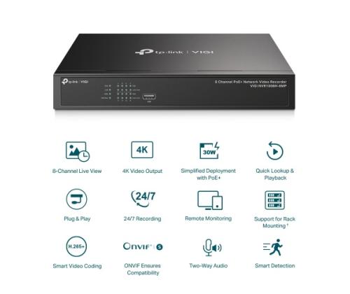 TP-Link VIGI NVR1008H-8MP 8 Channel PoE+ Network Video Recorder