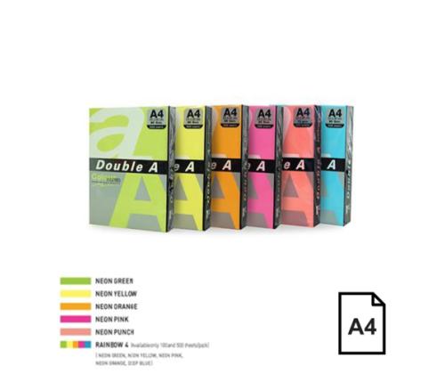 Color Neon paper Double A, 75g, A4, 500 sheets, Rainbow 4, 5 Neon Colors