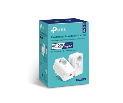 TP-Link TL-PA7017P KIT AV1000 Gigabit Passthrough Powerline Starter Kit Ethernet Adapter Kit