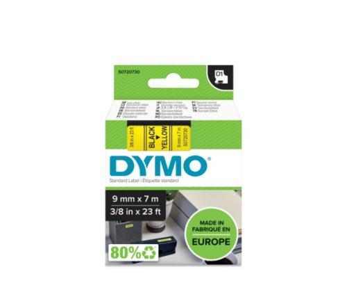 DYMO D1 Standard 40918 (S0720730) Label Tape, 9mm x 7m, Black on Yellow
