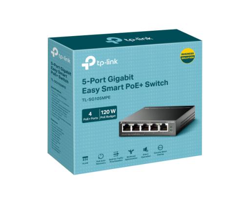 TP-Link TL-SG105MPE 5-Port Gigabit Easy Smart Switch with 4-Port PoE+