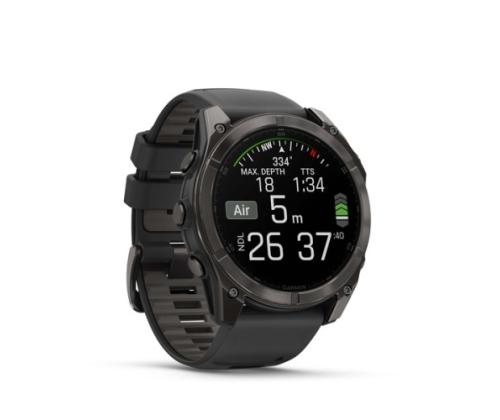 Garmin Fenix 8 Smart Watch 51 mm AMOLED Sapphire,Carbon grey DLC,Black/Pebble grey silicone band