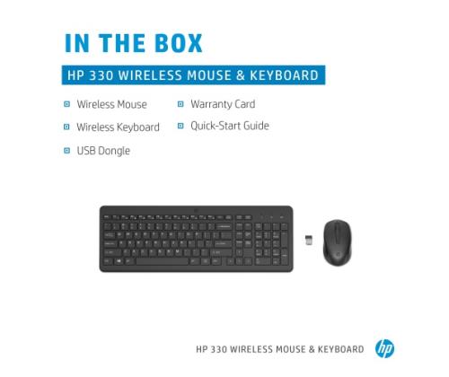 HP 330 Combo Wireless Keyboard + Mouse RF Wireless, US Int, Black