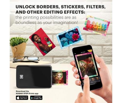 Kodak STEP Instant Mobile Photo printer Colour ZINK 2x3'' 1 ppm, Bluetooth, Black