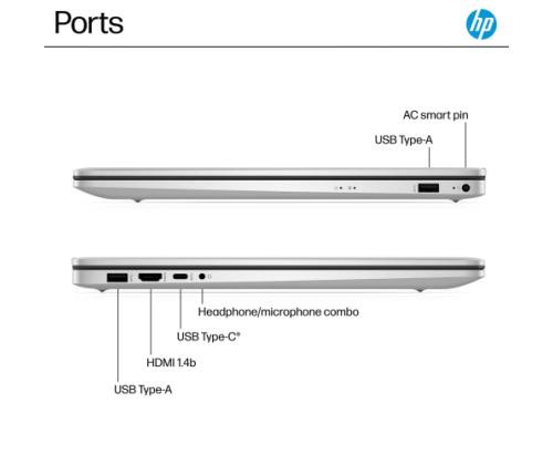 HP 17-cp2025 17.3'' FHD AMD Ryzen 5 7520U 8GB 512GB SSD W11H, Natural Silver