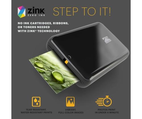 Kodak STEP Instant Mobile Photo printer Colour ZINK 2x3'' 1 ppm, Bluetooth, Black