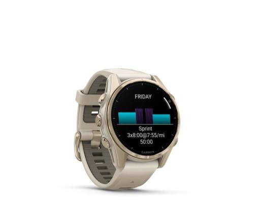 Garmin Fenix 8 Smart Watch 43 mm AMOLED Sapphire,Soft Gold,Fog grey/dark sandstone silicone band