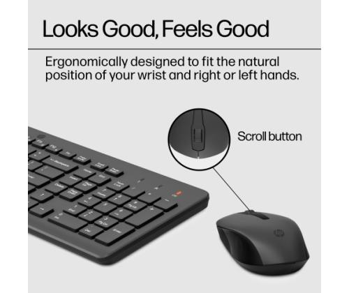 HP 330 Combo Wireless Keyboard + Mouse RF Wireless, US Int, Black