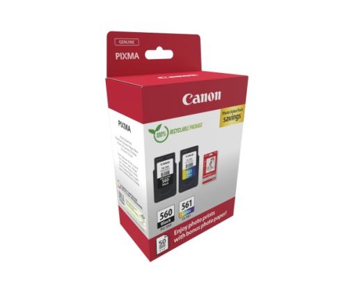 Canon CRG PG-560/CL-561 + Photo Paper Value Pack (3713C008) Ink Cartridge Multipack, BK/CMY