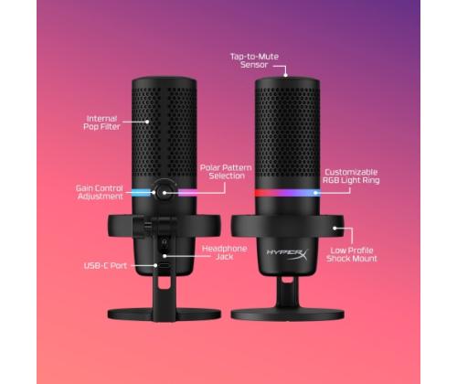 HyperX DuoCast Microphone USB-C, 3.5mm jack, RGB Lighting, Black