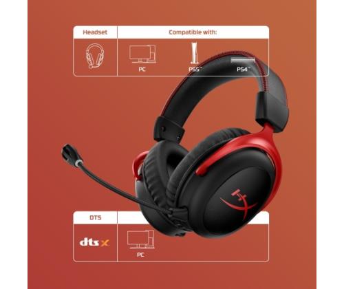 HyperX Cloud II Wireless Gaming Headset, Black-Red