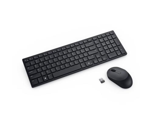 Dell Compact KM555 Silent Wireless Keyboard and Mouse, RF Wireless + Bluetooth, LT, Black