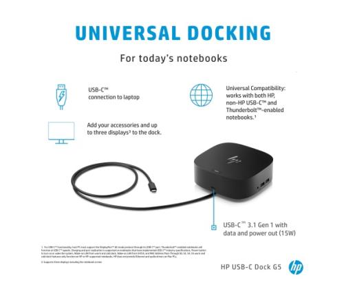HP USB-C Dock G5 (5TW10AA) Docking station, Black (SPEC)