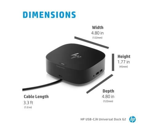 HP USB-C/A Universal Dock G2 Docking station, Black