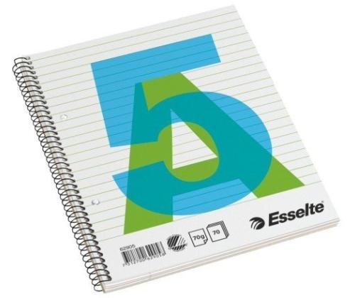 Exercise book with spiral  Esselte, A5/70, lined, soft cover  0722-104