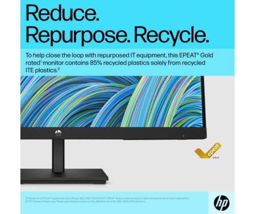 HP V24v G5 Monitor 23.8'' VA FHD 1920x1080, 5 ms, 250 cd/m2, 75 Hz, Juoda