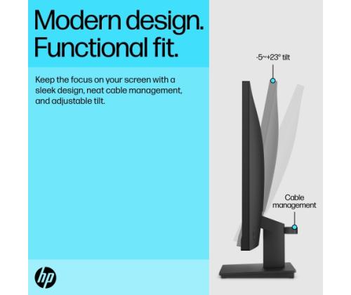 HP V24v G5 Monitor 23.8'' VA FHD 1920x1080, 5 ms, 250 cd/m2, 75 Hz, Juoda