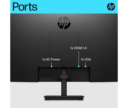 HP V24v G5 Monitor 23.8'' VA FHD 1920x1080, 5 ms, 250 cd/m2, 75 Hz, Juoda
