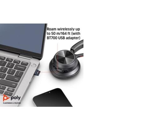Poly Voyager 4320 MS Teams Wireless Headset, Bluetooth, USB-A, +BT700 dongle, Black