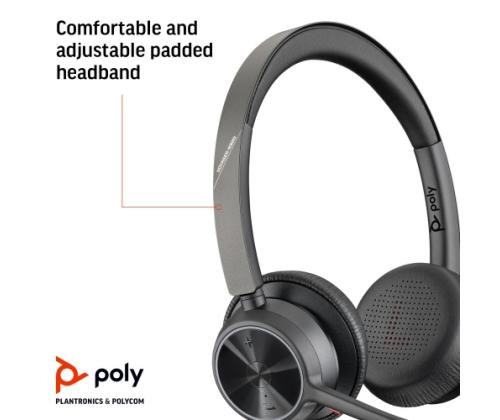 Poly Voyager 4320 MS Teams Wireless Headset, Bluetooth, USB-A, +BT700 dongle, Black