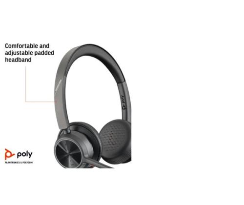 Poly Voyager 4320 MS Teams Wireless Headset, Bluetooth, USB-A, +BT700 dongle, Black
