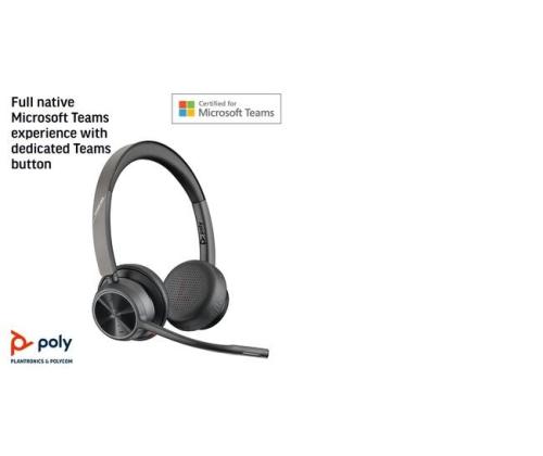 Poly Voyager 4320 MS Teams Wireless Headset, Bluetooth, USB-A, +BT700 dongle, Black