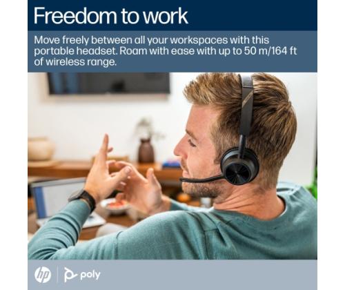 Poly Voyager 4320 MS Teams Wireless Headset, Bluetooth, USB-C, +BT700 dongle, +Charging Stand, Black