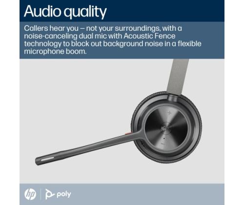 Poly Voyager 4320 MS Teams Wireless Headset, Bluetooth, USB-C, +BT700 dongle, +Charging Stand, Black