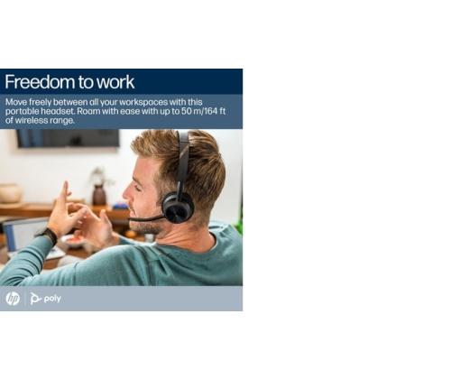 Poly Voyager 4320 MS Teams Wireless Headset, Bluetooth, USB-C, +BT700 dongle, +Charging Stand, Black