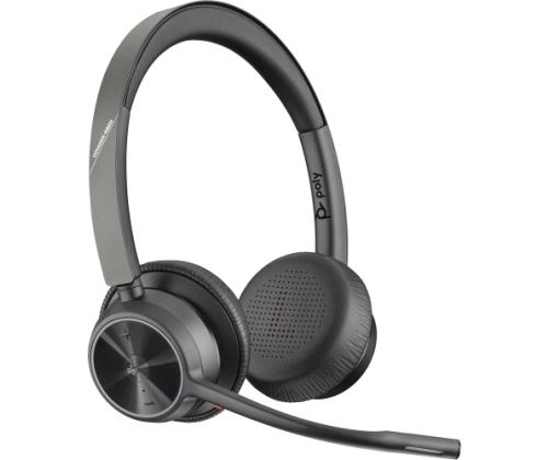 Poly Voyager 4320 MS Teams Wireless Headset, Bluetooth, USB-C, +BT700 dongle, +Charging Stand, Black