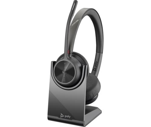 Poly Voyager 4320 MS Teams Wireless Headset, Bluetooth, USB-C, +BT700 dongle, +Charging Stand, Black