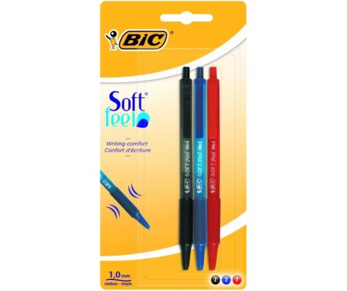 BIC Ballpoint pens SOFT FEEL CLIC GRIP 1.0 mm, Set Assorted 3 psc. 133990