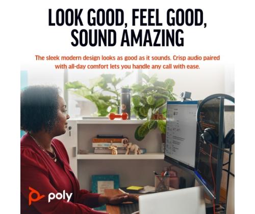 POLY Blackwire 3325 Stereo MS Teams Wired Headset, 3.5mm jack, USB-C/A Adapter, Black