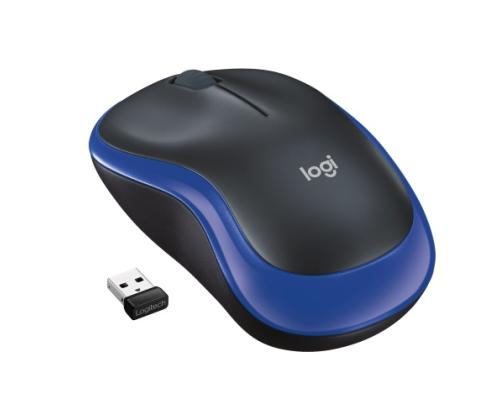 Logitech M185 Wireless Mouse, RF Wireless, 1000 DPI, Black/Blue