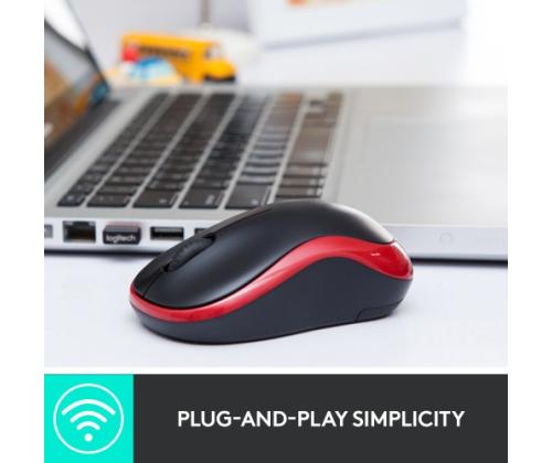 Logitech M185 Wireless Mouse, RF Wireless, 1000 DPI, Black/Blue