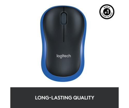 Logitech M185 Wireless Mouse, RF Wireless, 1000 DPI, Black/Blue